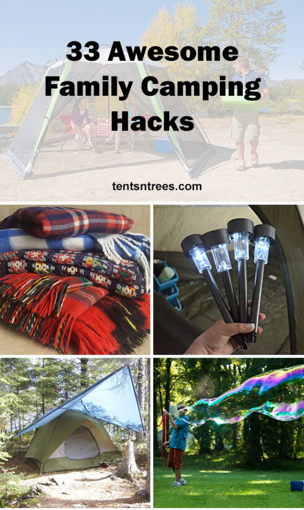 33 awesome family camping hacks that will make your next camping trip amazing. #TentsnTrees #campingtips #campinghacks