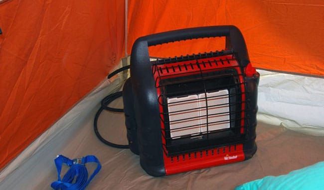Heater inside a tent