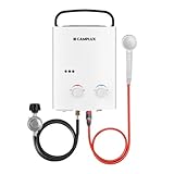 CAMPLUX Tankless Water Heater Outdoor, 1.32 GPM Portable Propane Camping Water Heater, 5L, AY132, White