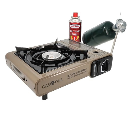 Gas ONE Propane or Butane Stove GS-3400P Dual Fuel Portable Camping and Backpacking Gas Stove Burner with Carrying Case