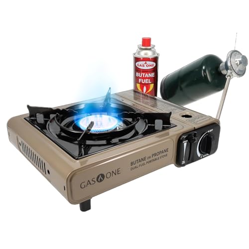 Gas ONE Propane or Butane Stove GS-3400P Dual Fuel Portable Camping and Backpacking Gas Stove Burner with Carrying Case