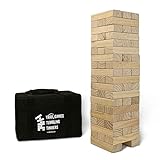 Yard Games Giant Tumbling Timbers 30 Inches Wood Stacking Indoor Outdoor Party Game with Carrying Case for Kids and Adults, Natural