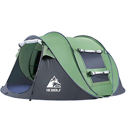 Hewolf 2/4 Person Pop Up Camping Tent, Instant Easy Setup