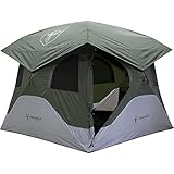 Gazelle Tents™ T4 Hub Tent, Easy 90 Second Set-Up, Waterproof, UV Resistant, Removable Floor, Ample Storage Options, 4-Person, Alpine Green, 78' x 94' x 94', GT400GR