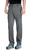 clothin Men's Elastic-Waist Travel Pant Stretchy Lightweight Pant Multi-Pockets Quick Dry Breathable(Grey S-32)