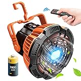 Camping Fan with LED Lantern, Rechargeable Battery Powered Fan, Portable Tent Fan with Remote Control, 25H Working Time, Battery Operated Fan, 180°Head Rotation, Outdoor travel Fan, Ceiling Fan