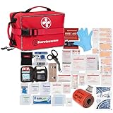 Surviveware Comprehensive Premium First Aid Kit Emergency Medical Kit for Travel Camping Gear, Survival Kits, Home Essentials and Outdoor Emergencies - Large, Red
