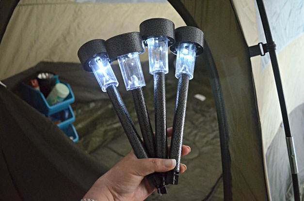 Solar stake lights to use for family camping.