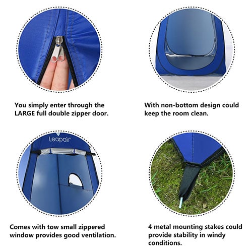 Wolfwise pop up privacy camping tent features and benefits.