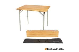 Beckworth & Co Standard SmartFlip Bamboo Portable Outdoor Picnic Folding Table with Adjustable Height & Carry Bag 