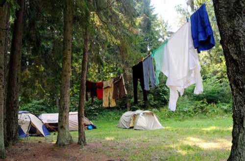 Dry wet clothes on a clothesline.