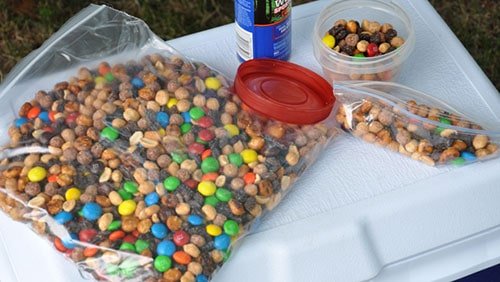 Have some snacks in the tent while it is raining.