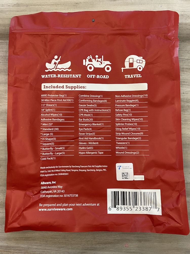 Surviveware Large First Aid Kit bag details